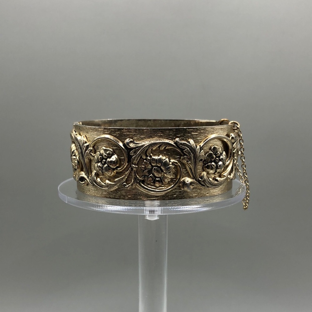 Whiting and Davis vintage Victorian revival style hinge bangle bracelet.